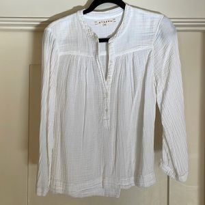 Xirena white gauze button top